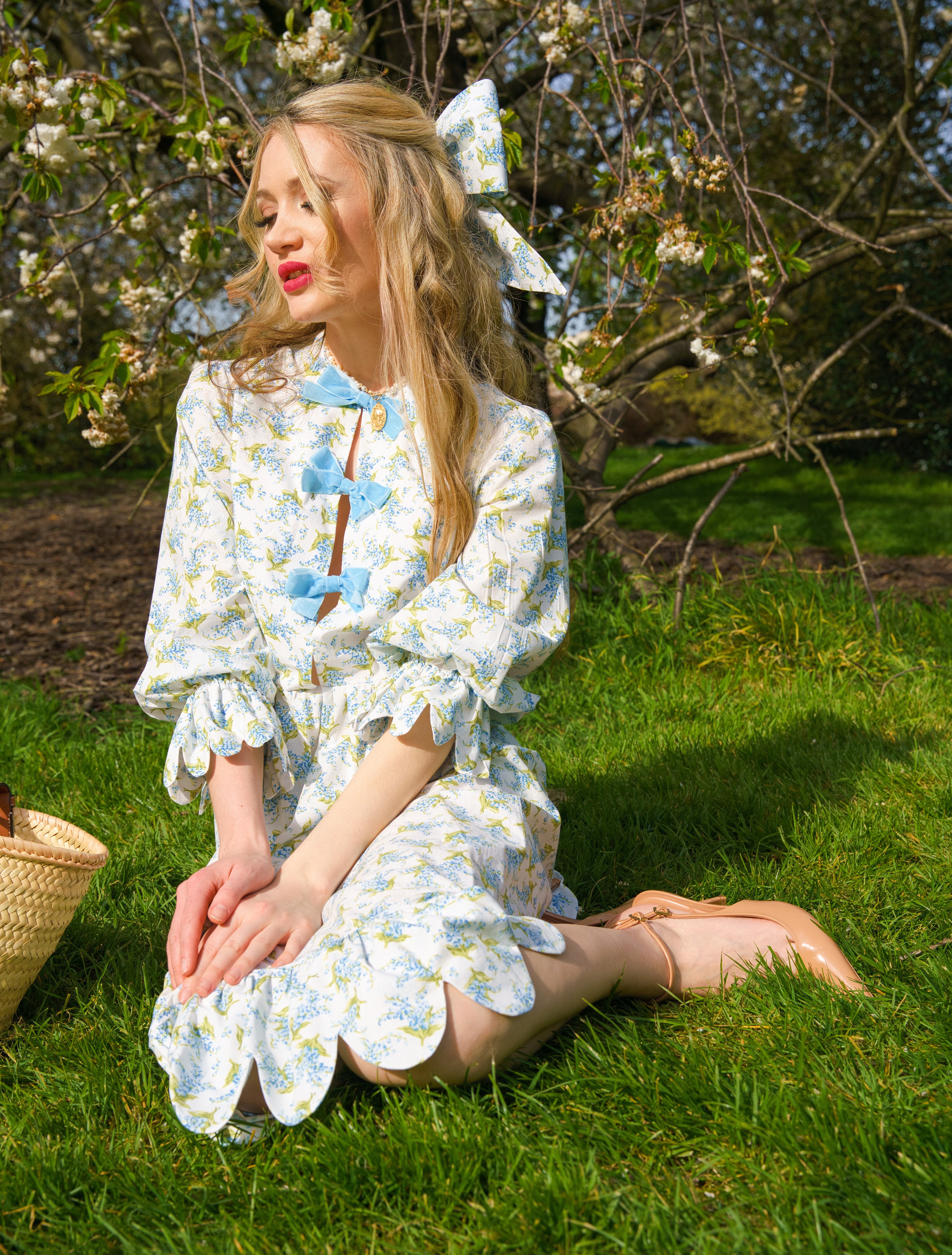 Alice Midi Dress (Sky Lilies) - Final Sale