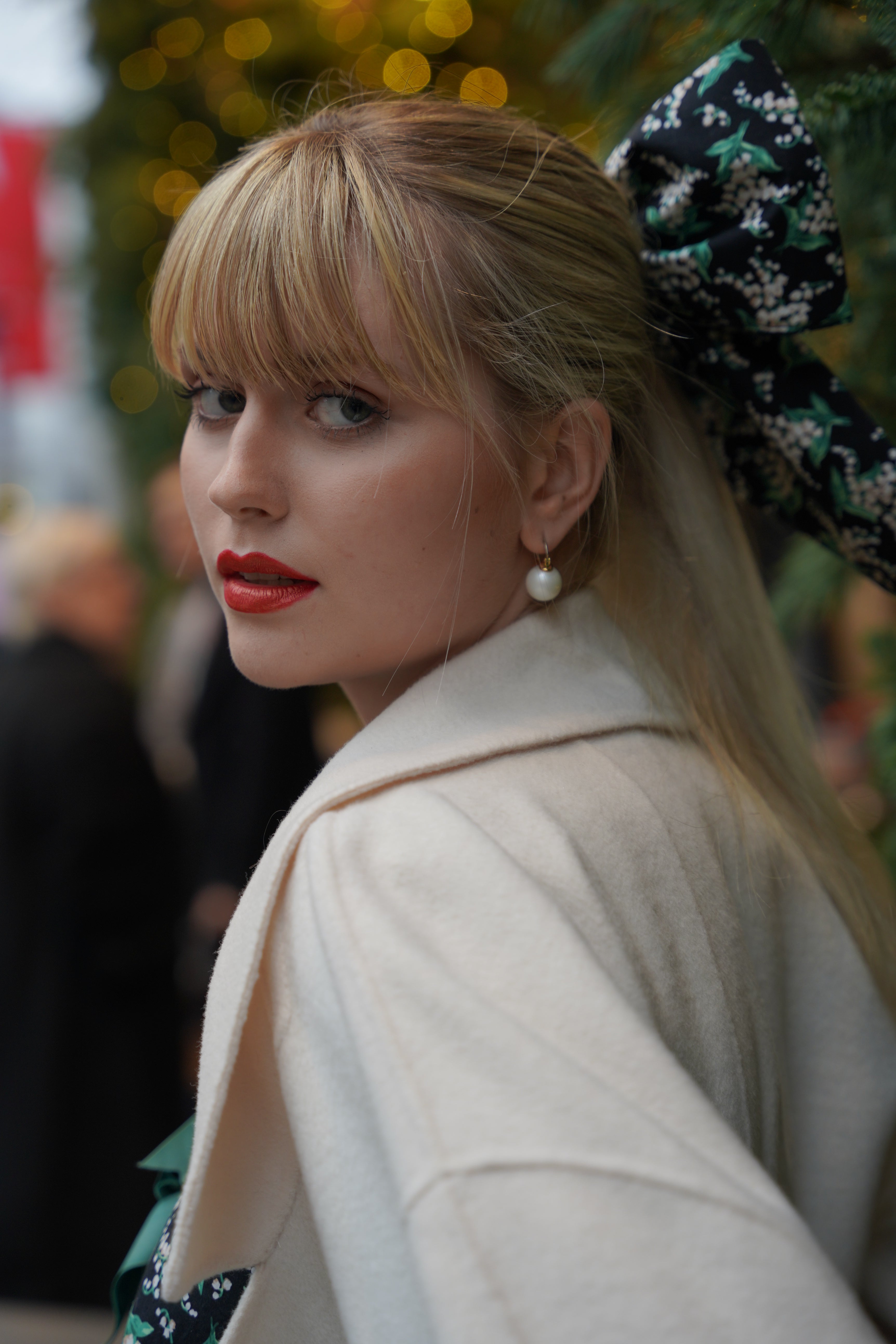 Large Bow Hairclip (Lilies at Night) - Final Sale