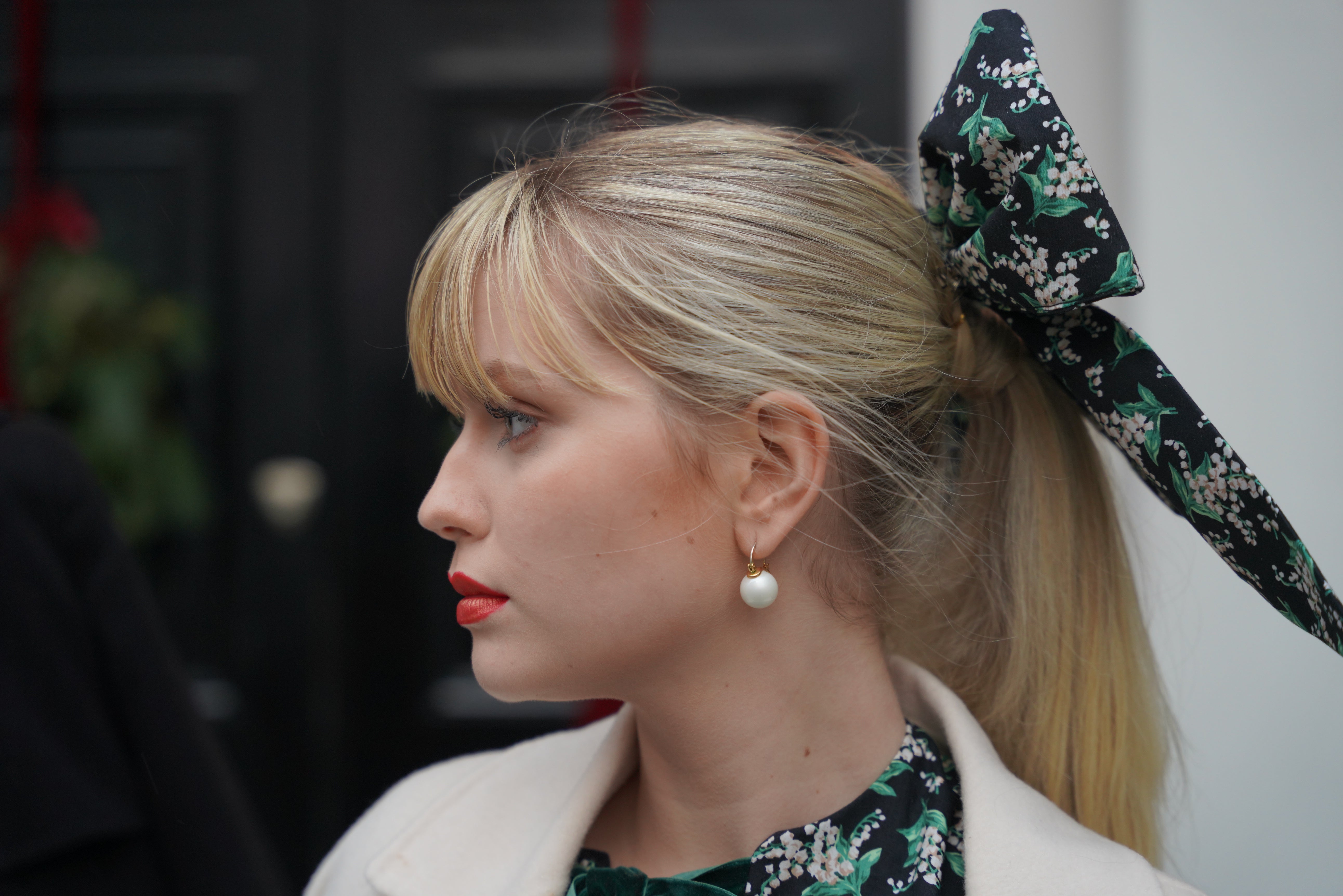 Large Bow Hairclip (Lilies at Night) - Final Sale