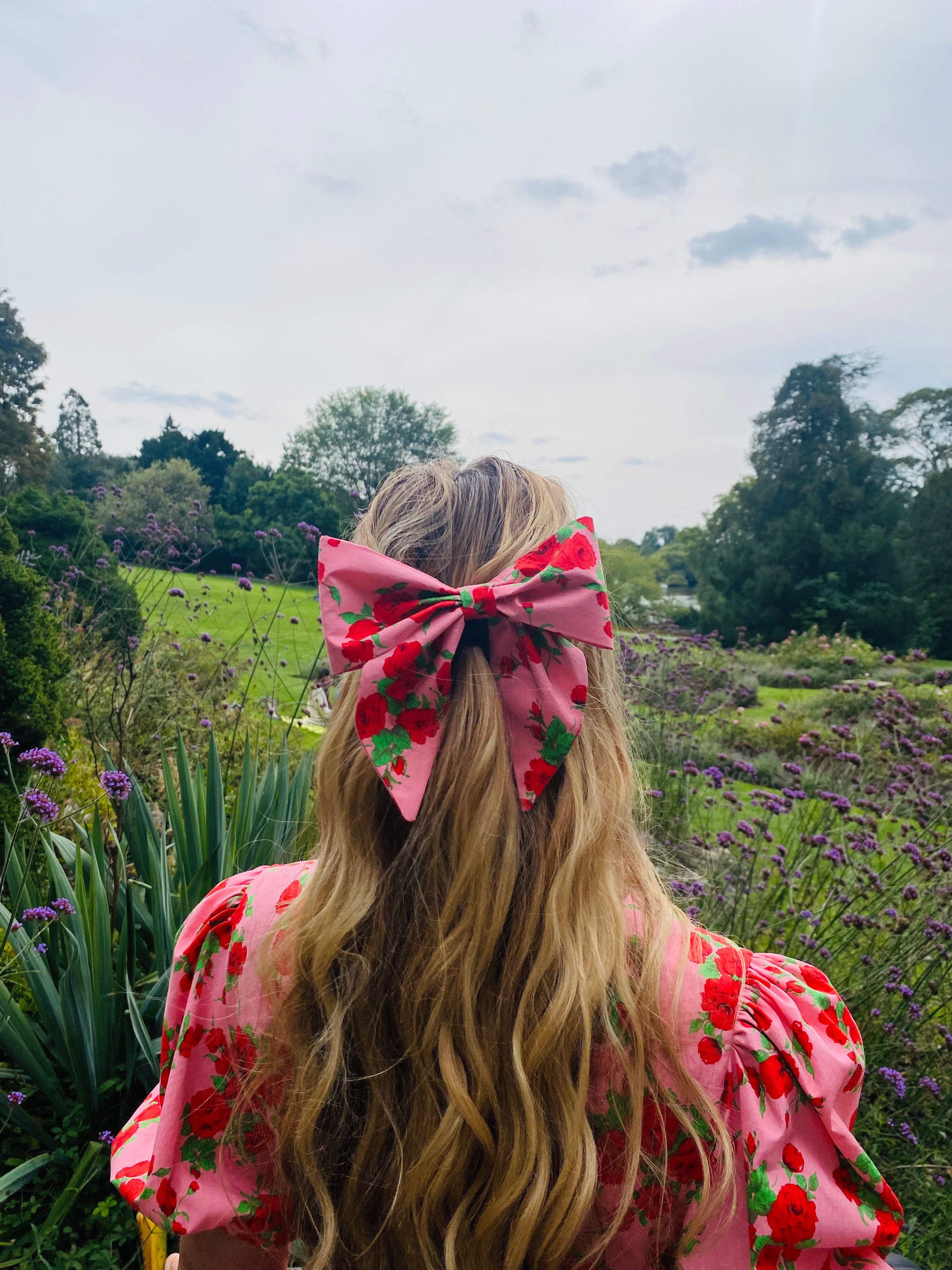 Floral Bow Hair Clip (Rose Royal)