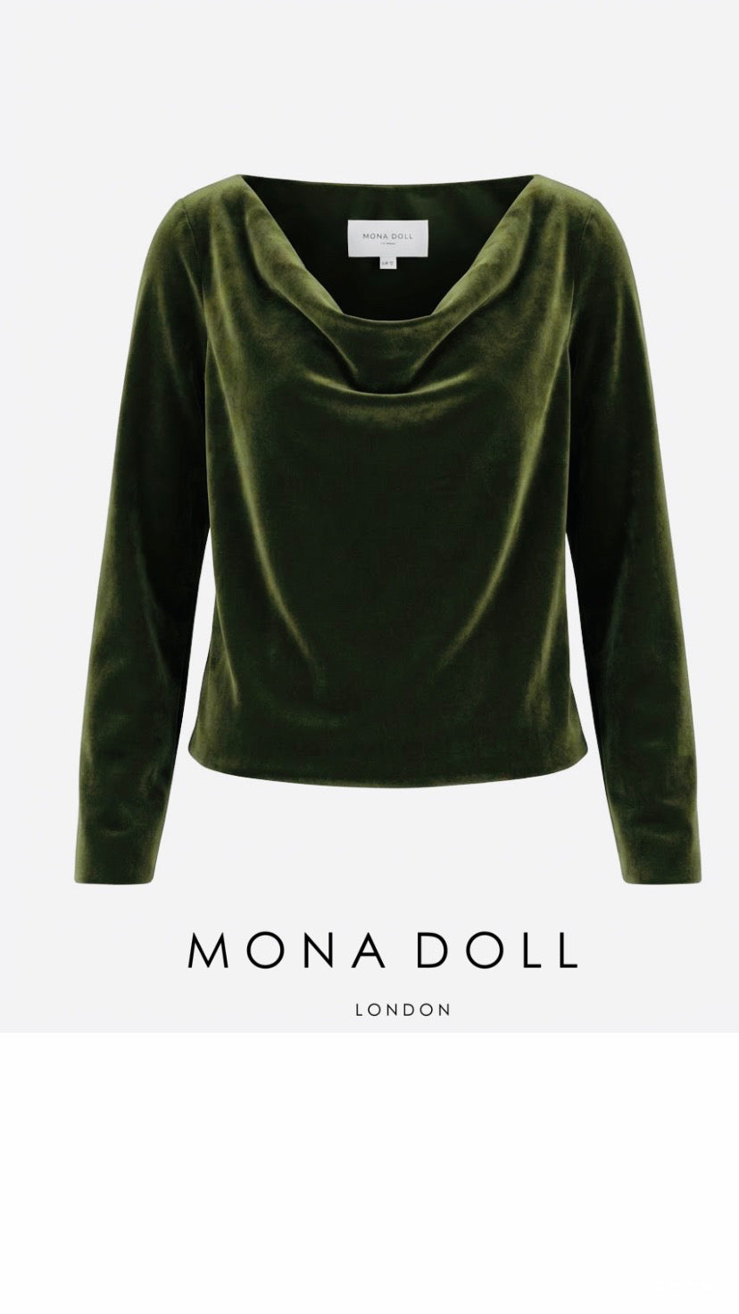 Green Velvet top - Long sleeve