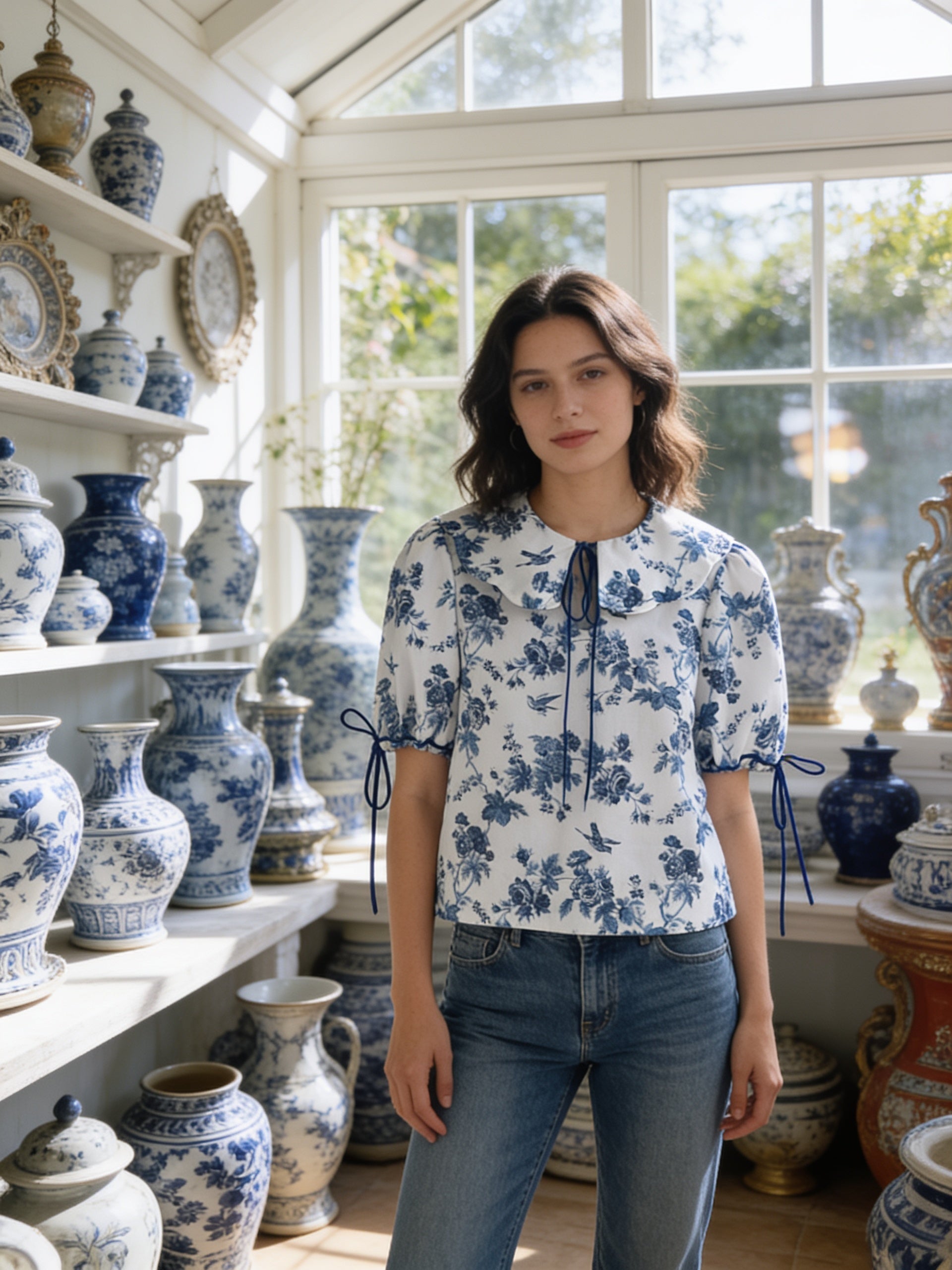 Molly Blouse - Porcelain floral