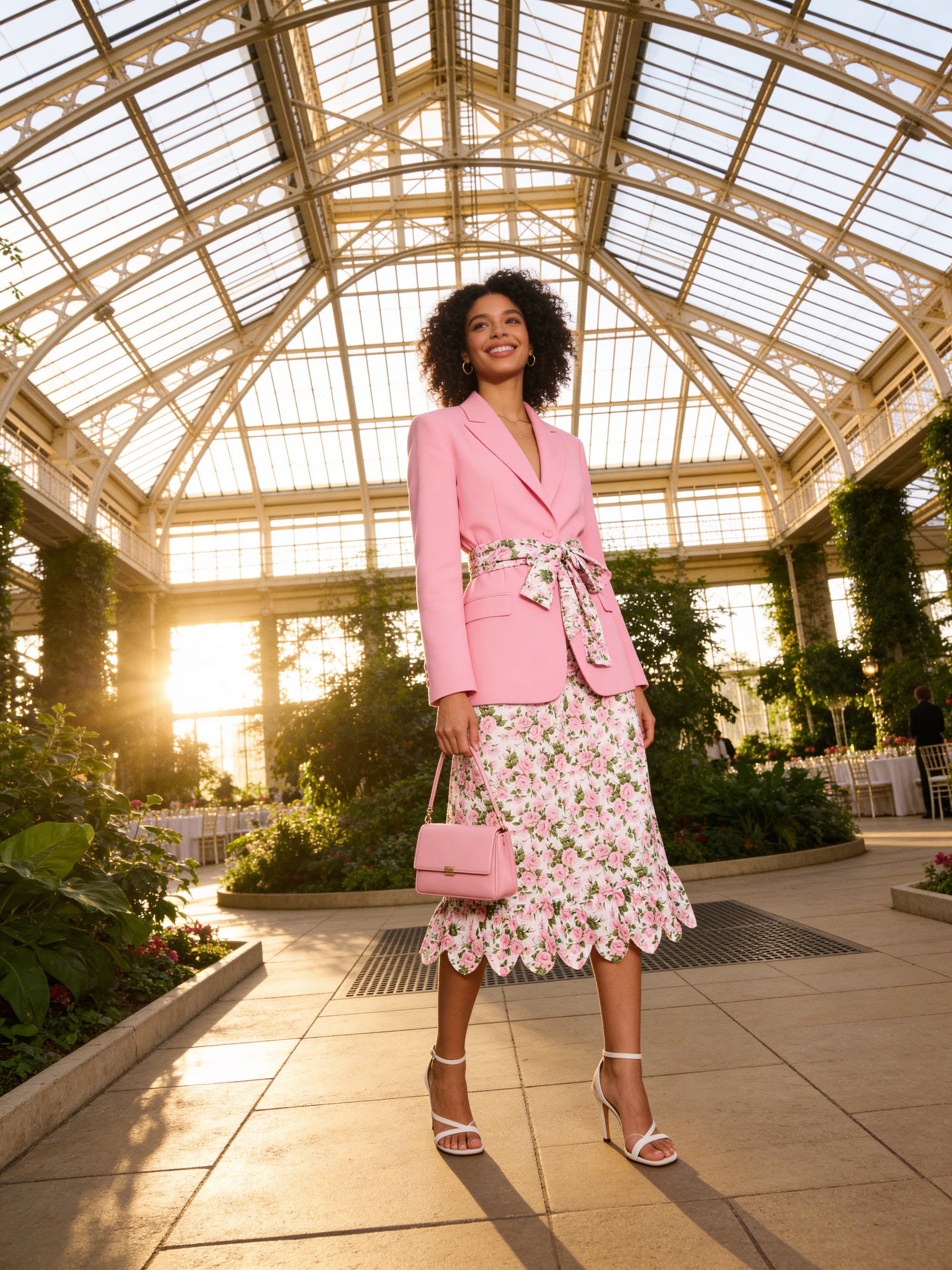 Grace Midi Skirt (Pink Rose Garden)