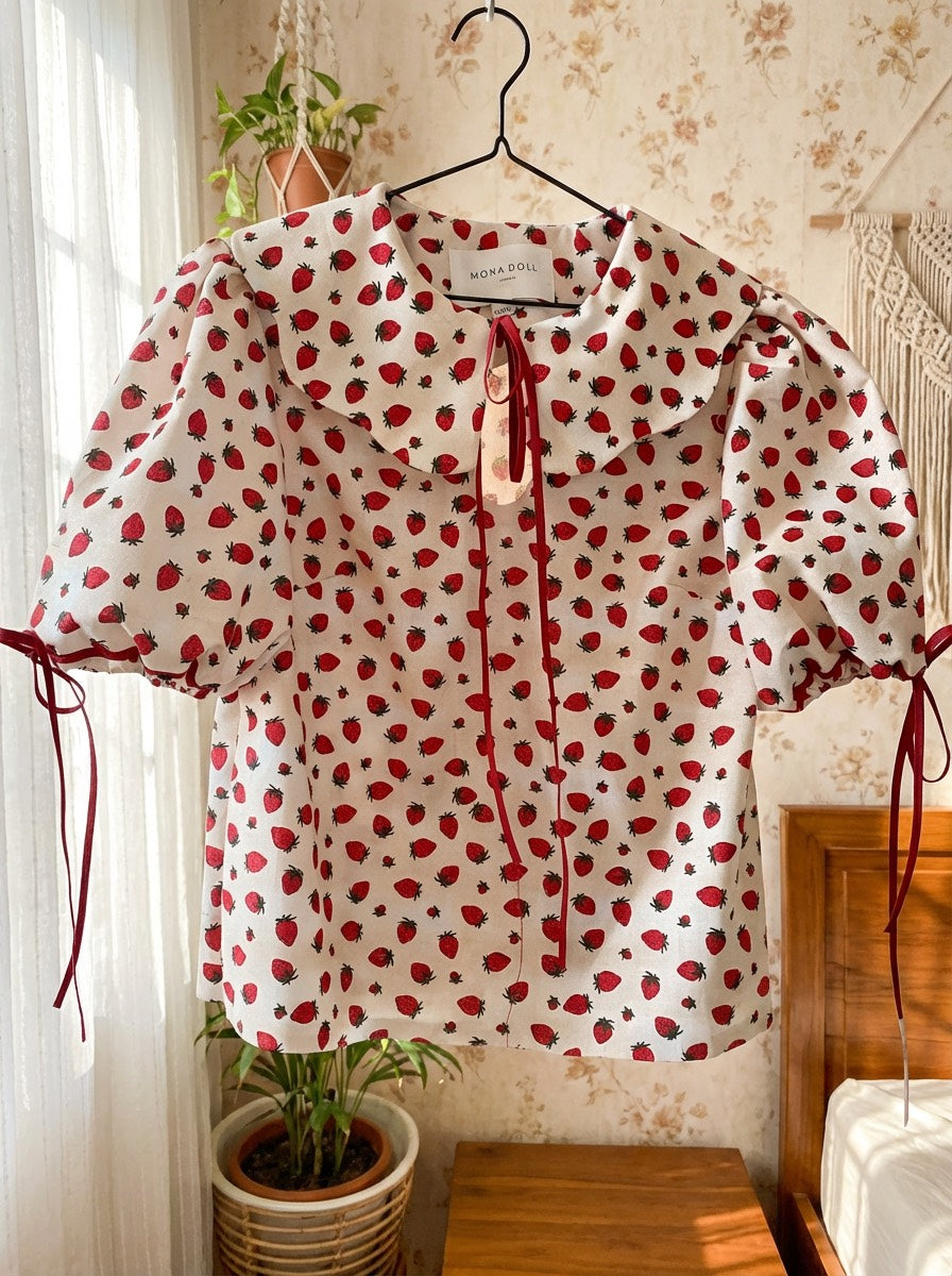 Molly Blouse (Strawberry and Cream)