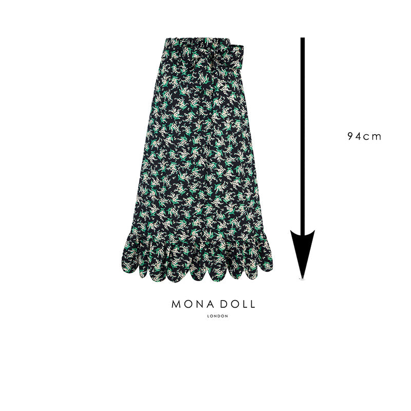 Grace Midi Skirt (Lilies at Night)